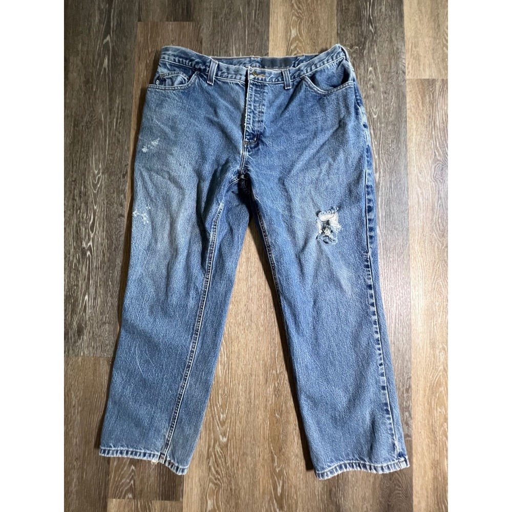 Carhartt FR‎ Jeans Mens 40x30 Blue Distressed Flame Resistant Relaxed Fit Denim